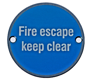 Eurospec Fire Escape Keep Clear Sign, Polished Stainless Steel OR Satin Stainless Steel Finish - SEX1021